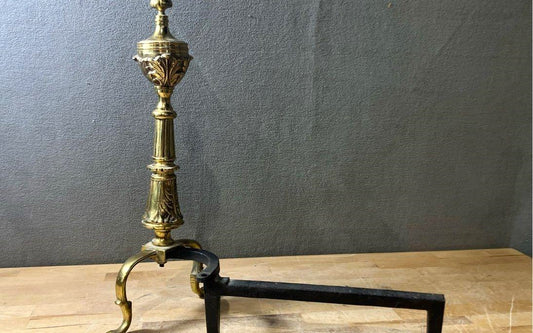 19th Century Brass Fireplace Andirons