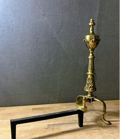 19th Century Brass Fireplace Andirons