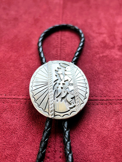 Rare Sterling Silver Vintage Navajo Bolo Tie - Signed by R. Wylie