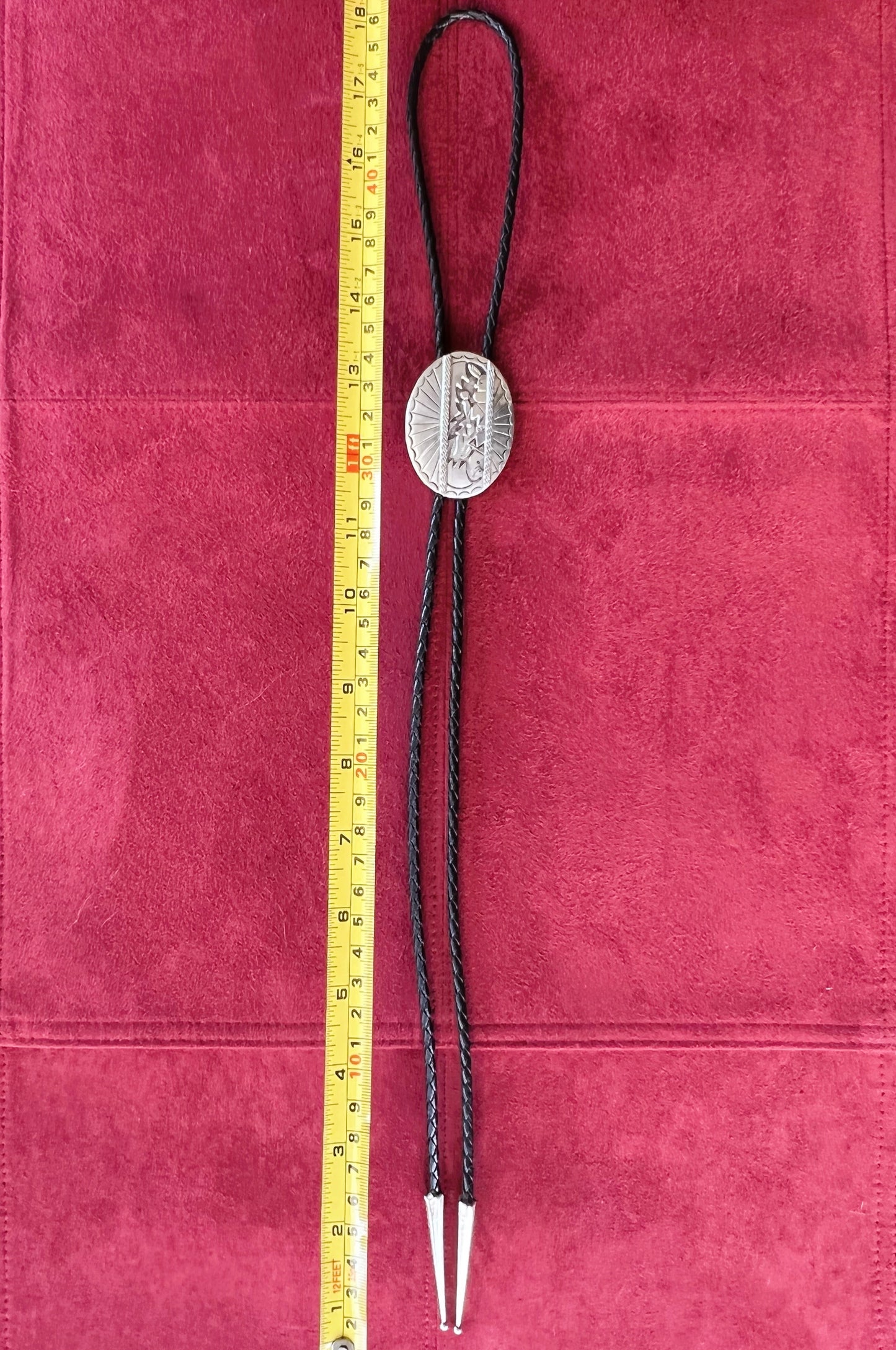 Rare Sterling Silver Vintage Navajo Bolo Tie - Signed by R. Wylie