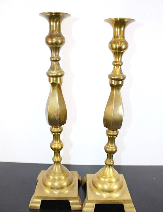 Victorian Brass Candle Sticks (17")